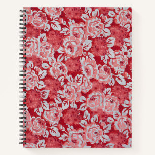 Rose Pattern Pink & Red Spiral Notebook