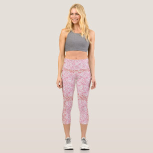 Rose pattern.r.dpnk.02b LGrey BG Capri Leggings