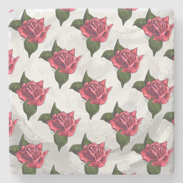 Rose Pattern Stone Coaster (Front)