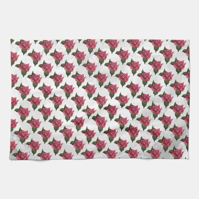 Rose Pattern Tea Towel (Horizontal)