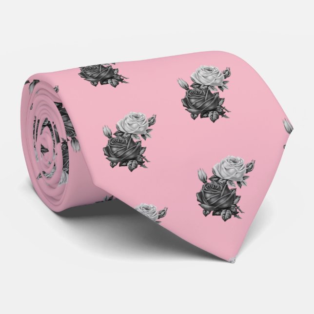Rose Pattern  Tie (Rolled)