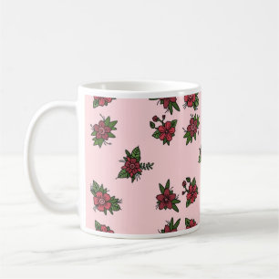 Rose patterns, cute little pink and red design coffee mug