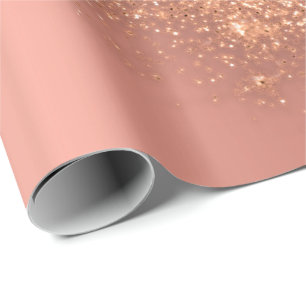Rose Peach Makeup Confetti Glitter Beauty Copper Wrapping Paper