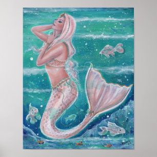 Rose Pearl mermaid art by Renee Lavoie Poster