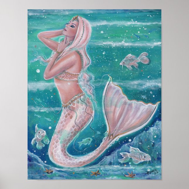 Rose Pearl mermaid art by Renee Lavoie Poster (Front)