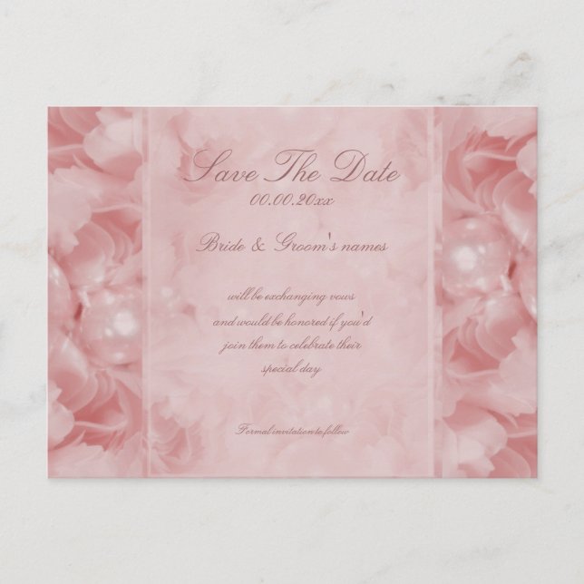 Rose pearl save the date pink invitations (Front)