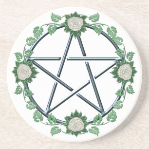 Rose Pentagram Pentacle Pagan Witch Altar Paten Coaster