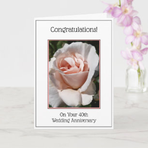 Rose Personalised 40th Wedding Anniversary Card