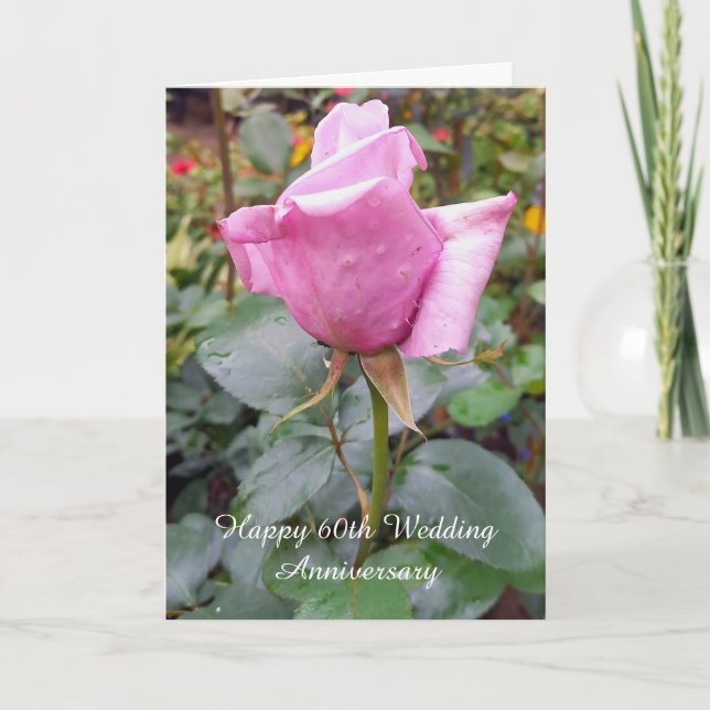 Rose Personalised 60th Wedding Anniversary Card (Front)
