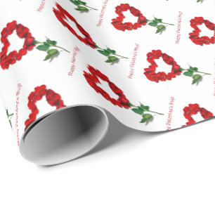 Rose Petal Happy Valentines Day Wrapping Paper