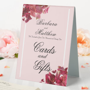Rose Petal Pink Romantic Reception Table Tent Sign