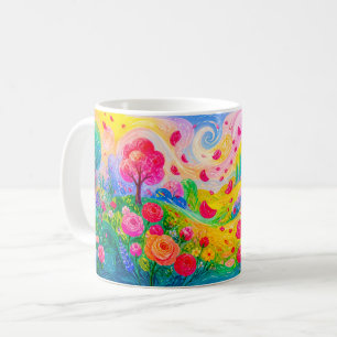 Rose petals drifting through windy garden coffee mug