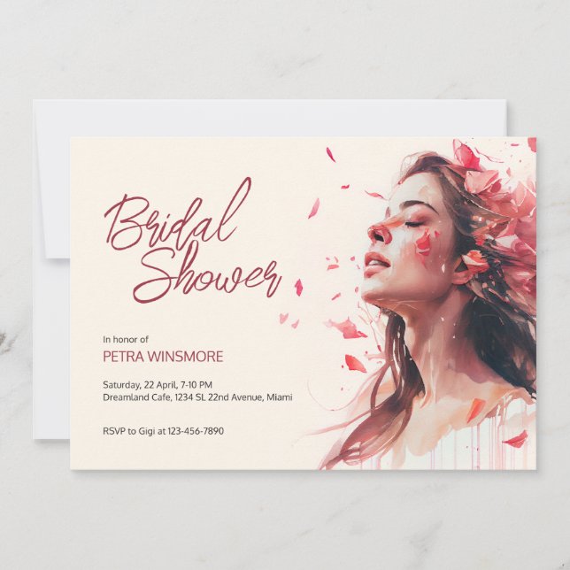 Rose petals falling on face | Bridal Shower Invitation (Front)