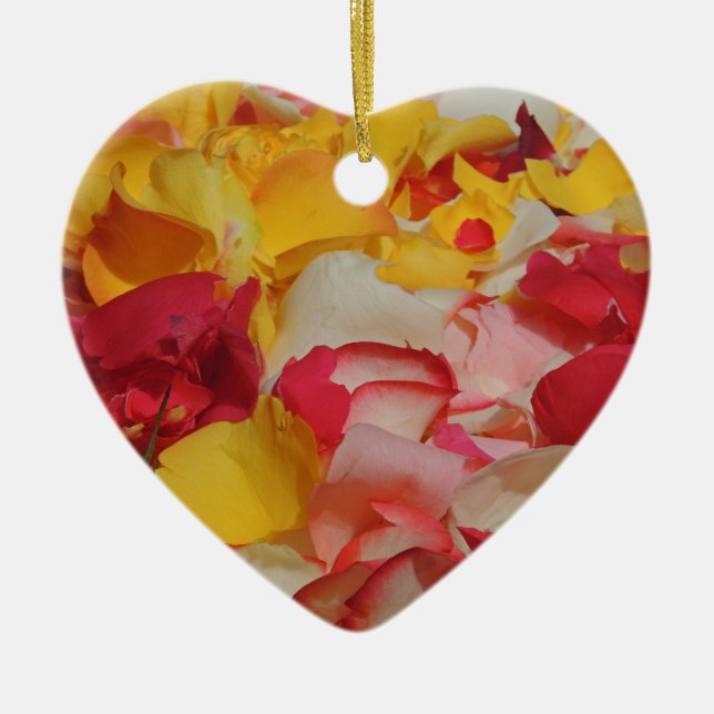 Rose Petals in Cuenca Ceramic Ornament (Front)