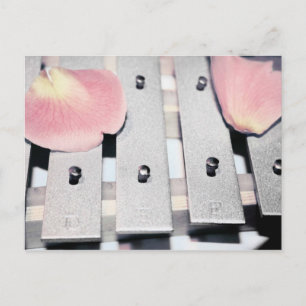Rose Petals on Metal Bells Faded style Postcard