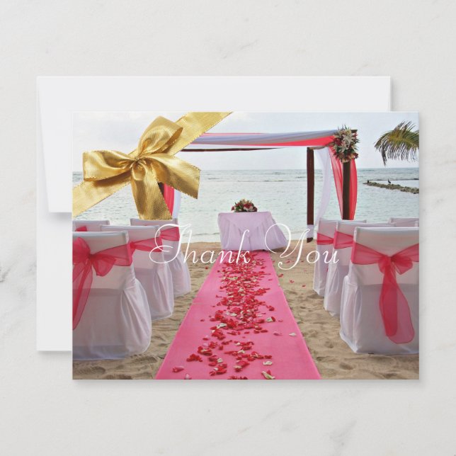 Rose Petals On Red Carpet Wedding Thank You Card2 (Front)