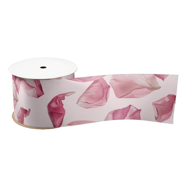 Rose petals pattern Petals and Prosecco Bridal Satin Ribbon (Spool)