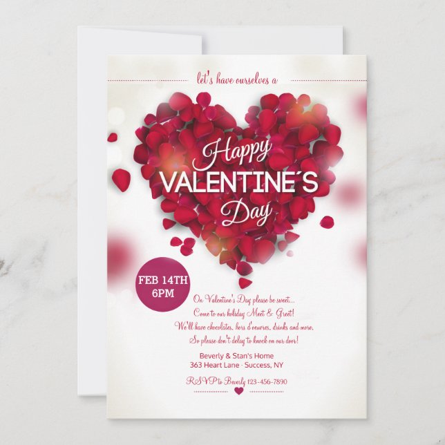 Rose Petals Valentine Invitation (Front)