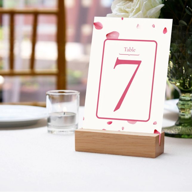 Rose Petals Watercolor Floral Table Number (Rose Petals Watercolor Table Number)