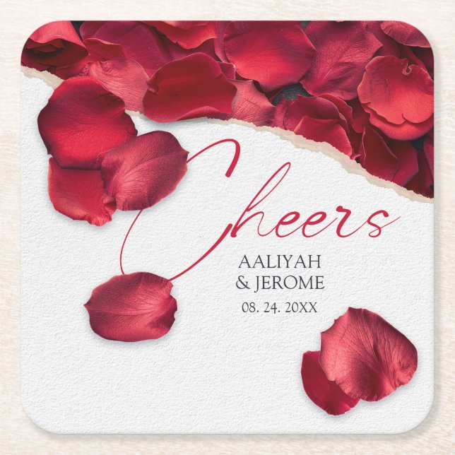 Rose Petals Wedding Coaster (Front)