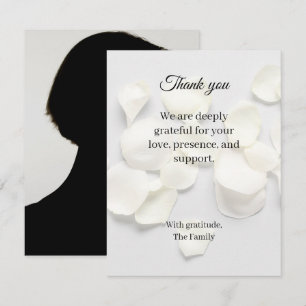 Rose petals white funeral thank you card photo