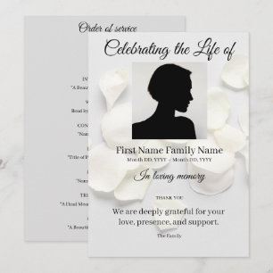 Rose petals white order of service invitation
