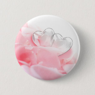 Rose Petals with Glass Hearts - Button