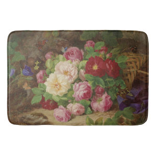 Rose Piece at the Forest Floor with Butterflies Bath Mat