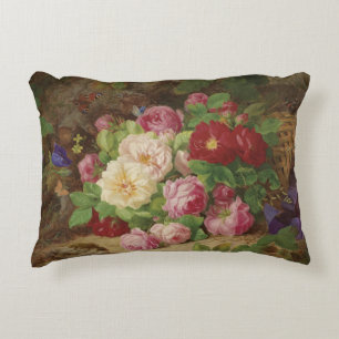 Rose Piece at the Forest Floor with Butterflies Decorative Cushion