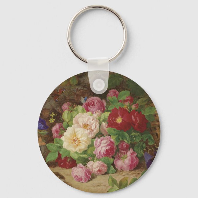 Rose Piece at the Forest Floor with Butterflies Key Ring (Front)