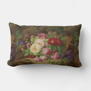 Rose Piece at the Forest Floor with Butterflies Lumbar Cushion