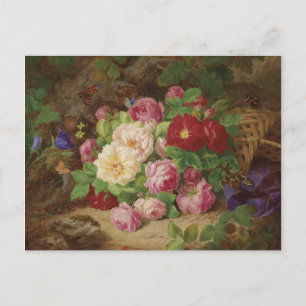 Rose Piece at the Forest Floor with Butterflies Postcard