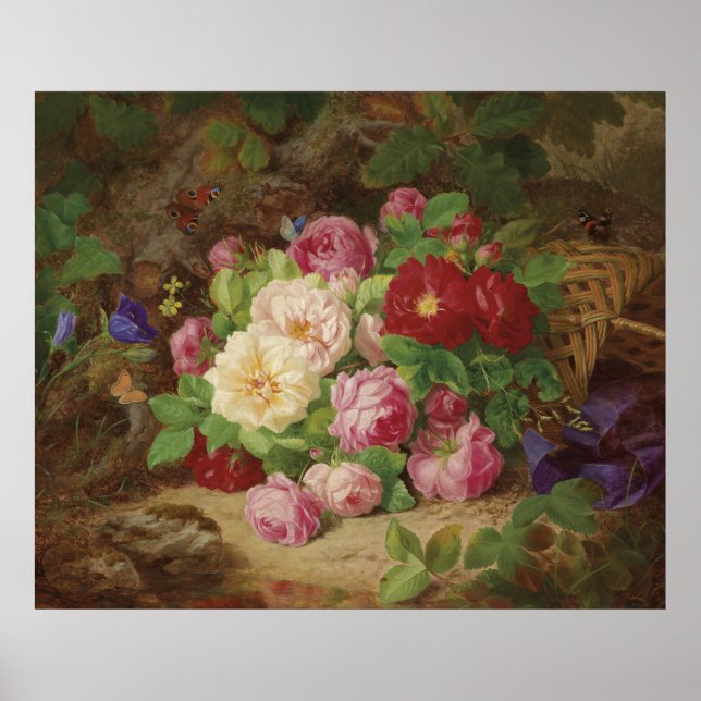 Rose Piece at the Forest Floor with Butterflies Poster (Front)