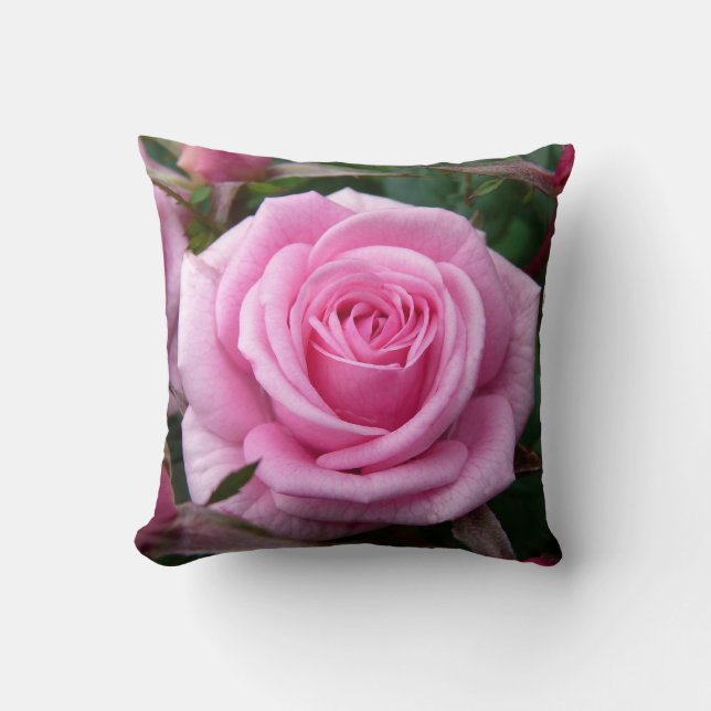 Rose Pillow Personalised Pink Rose Pillow Decor (Front)