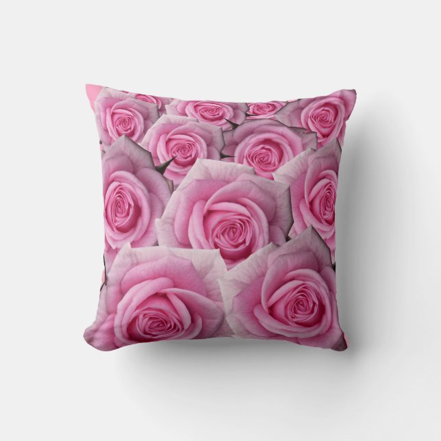 Rose Pillows Pink Rose Pillows Flower Decor (Front)