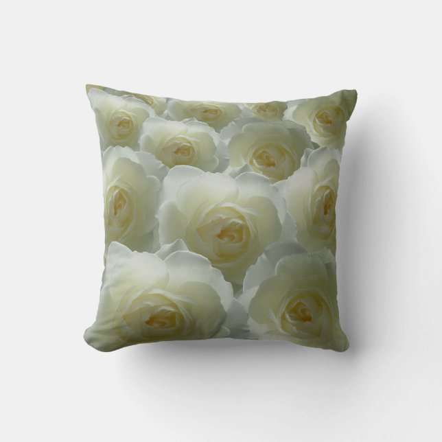 Rose Pillows White Rose Pillows Flower Decor (Front)