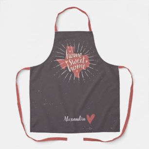Rose Pink and Brown Home Sweet Home Texas Apron