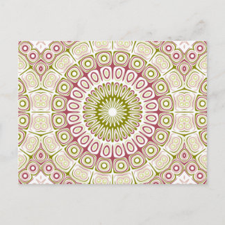 Rose Pink and Olive Green Mandala Medallion Postcard