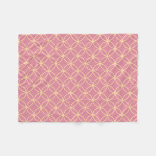 Rose pink and peach cream petal circles pattern fleece blanket