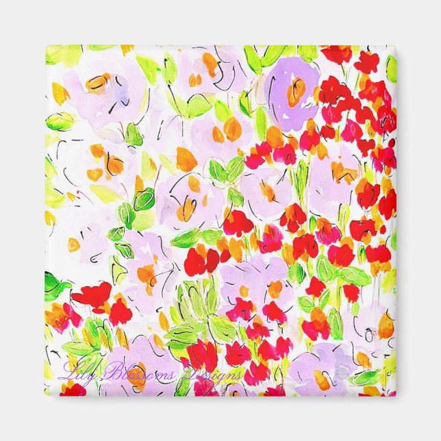 Rose Pink and Purple Magnet (Front)