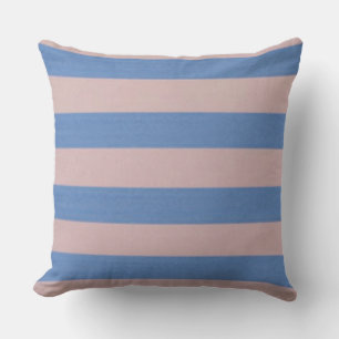 Rose Pink and Serenity Baby Blue Stripes Cushion
