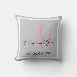 Rose Pink and silver grey Wedding keepsake Cushion