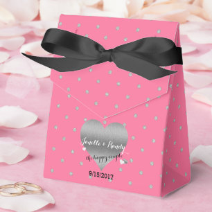Rose Pink And Silver Heart Polka Dots Favour Boxes