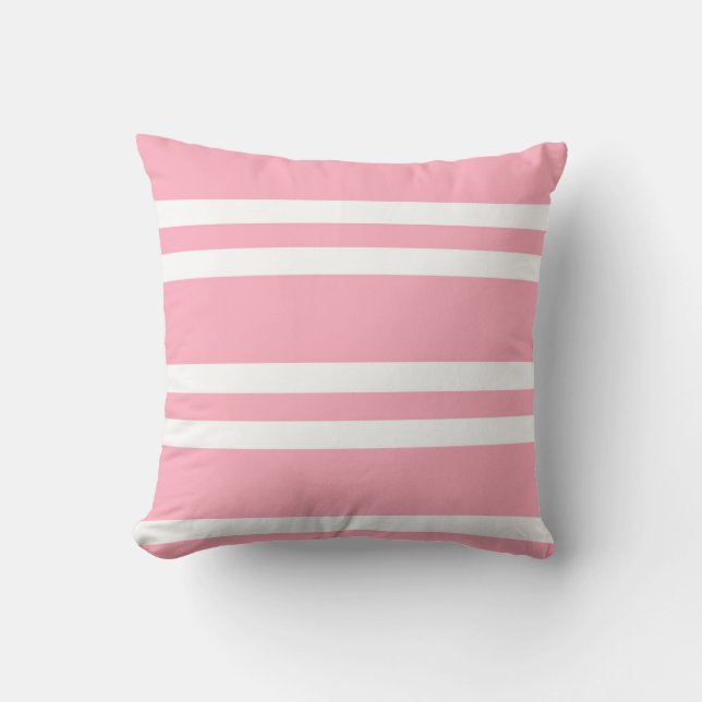 Rose Pink and White Stripes Cushion (Front)