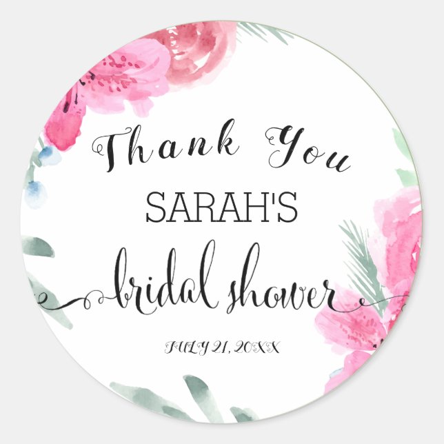 Rose Pink Azalea  bridal shower Classic Round Sticker (Front)