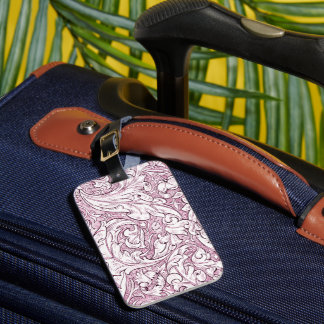 Rose Pink Baroque Ornate Foliage Luggage Tag