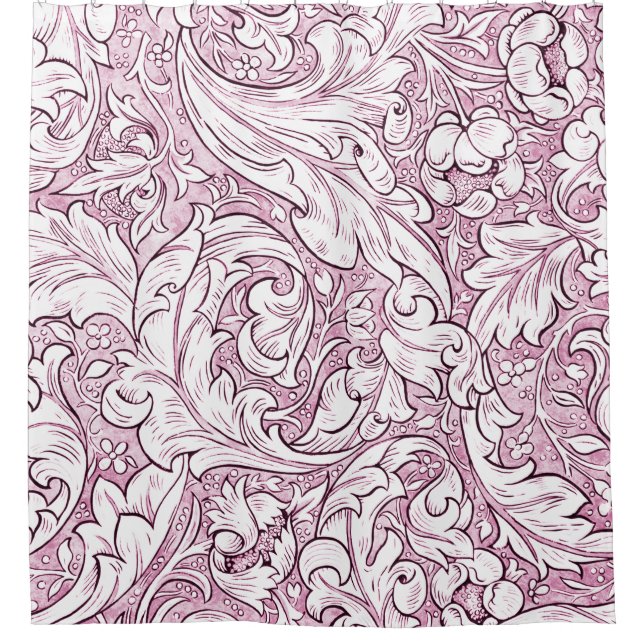 Rose Pink Baroque Ornate Foliage  Shower Curtain (Front)