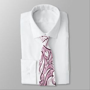 Rose Pink Baroque Ornate Foliage Tie