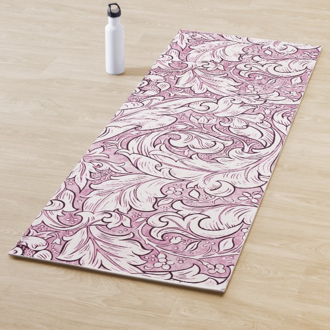 Rose Pink Baroque Ornate Foliage  Yoga Mat (In Situ)