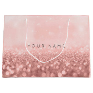 Rose Pink Blush Glitter Wedding Bridal  Large Gift Bag